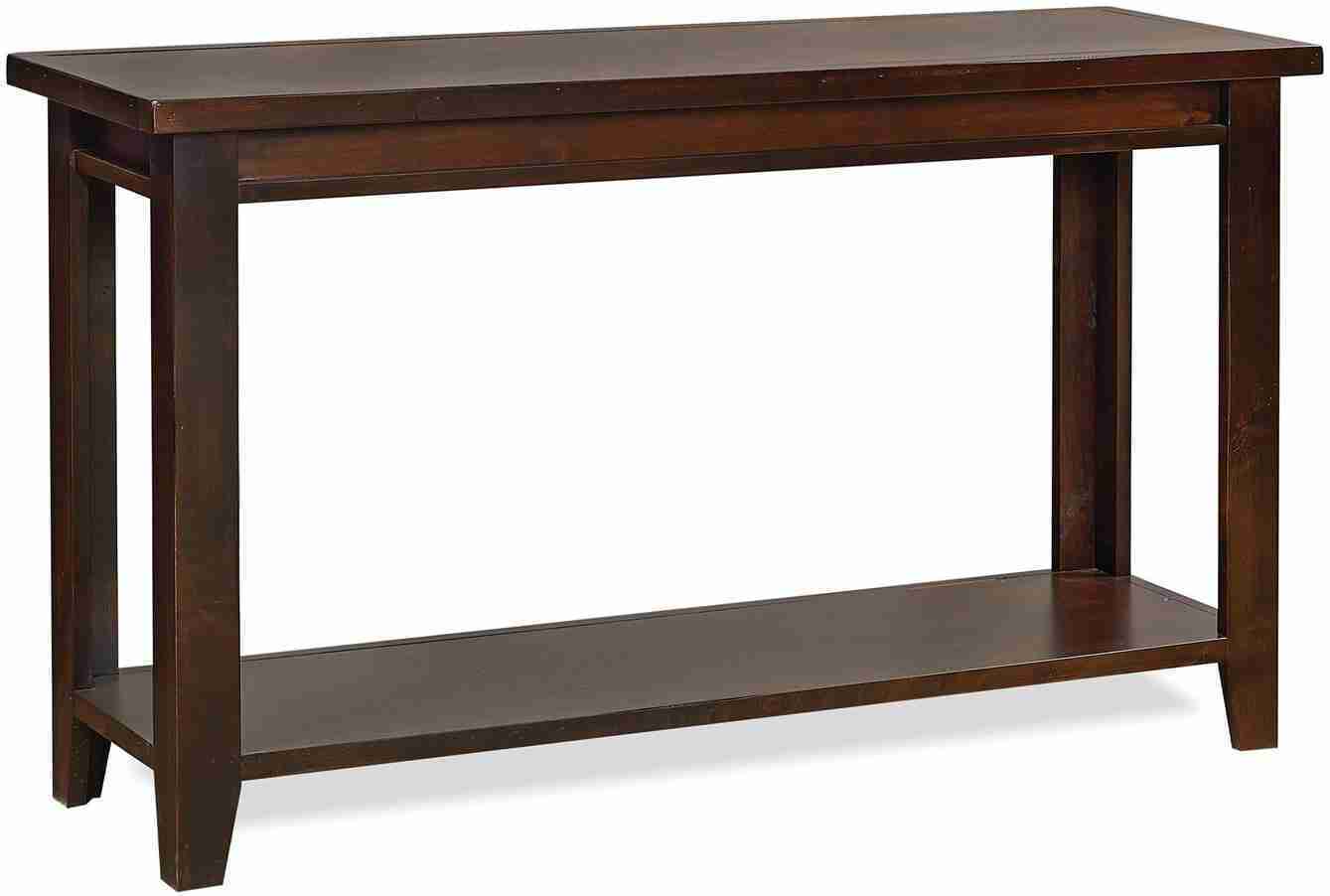 tobacco finish furniture Aspenhome Wood Sofa Table with Storage in Tobacco Finish
